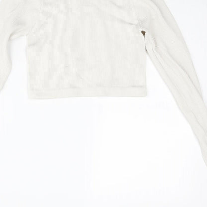 Womens UK Size S PRETTYLITTLETHING Ivory Cropped T-Shirt