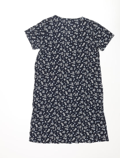 Arista Womens Blue Floral Cotton Cami Dress Size 8 Button - Lace Trim Button Size 8-10