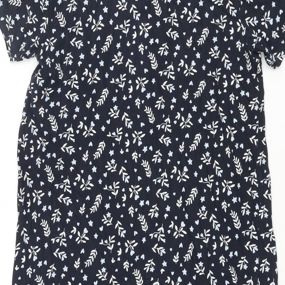 Arista Womens Blue Floral Cotton Cami Dress Size 8 Button - Lace Trim Button Size 8-10