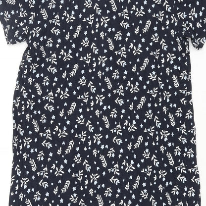 Arista Womens Blue Floral Cotton Cami Dress Size 8 Button - Lace Trim Button Size 8-10