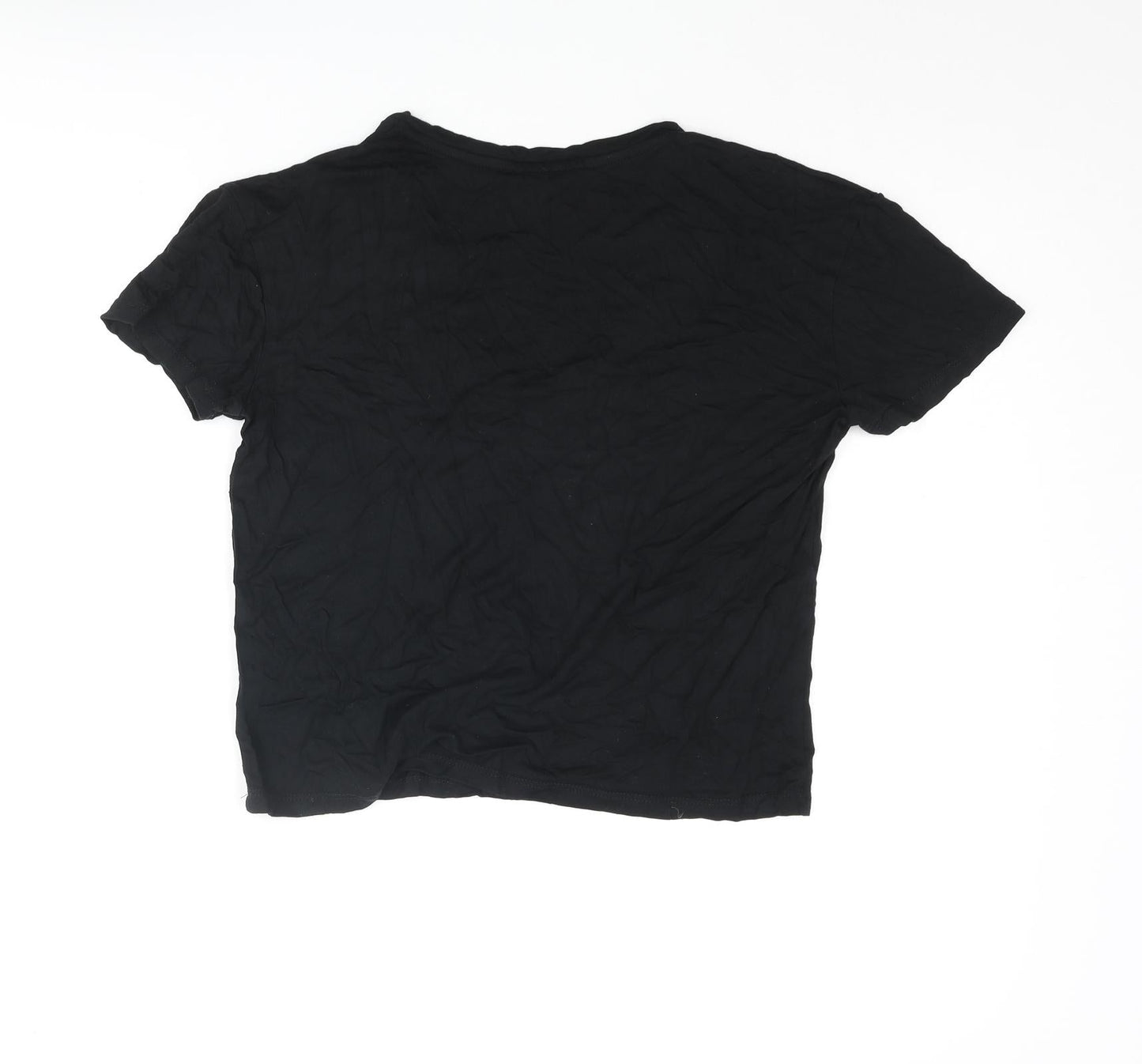 Dynamite Womens Black Viscose Basic T-Shirt Size M V-Neck