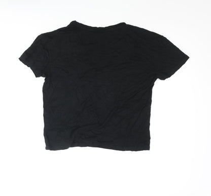 Dynamite Womens Black Viscose Basic T-Shirt Size M V-Neck