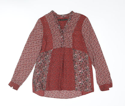 Womens UK Size XS Zara Red Basic Blouse