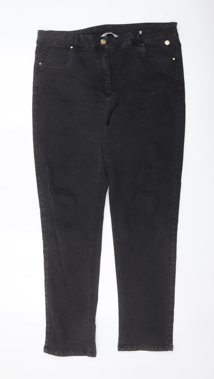 Penny Plain Womens Beige Cotton Straight Jeans Size 14 L28 in Regular Button