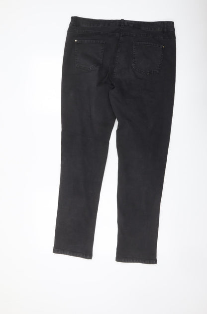Penny Plain Womens Beige Cotton Straight Jeans Size 14 L28 in Regular Button