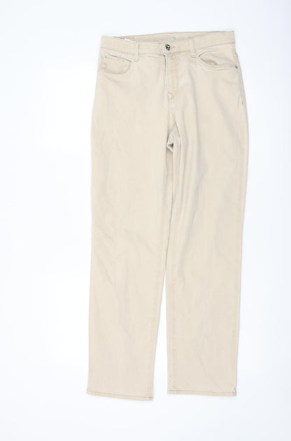 Brax Womens Beige Cotton Straight Jeans Size 10 L28 in Regular Button