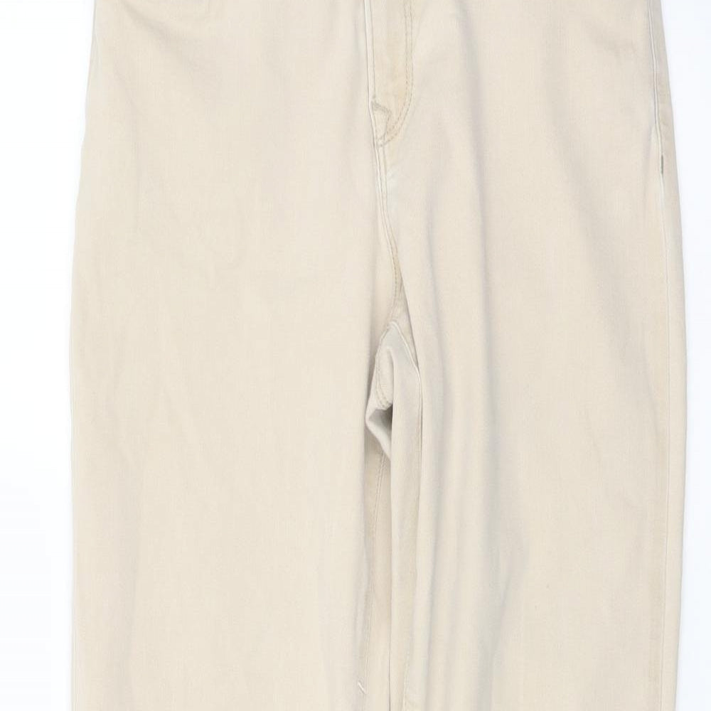Brax Womens Beige Cotton Straight Jeans Size 10 L28 in Regular Button