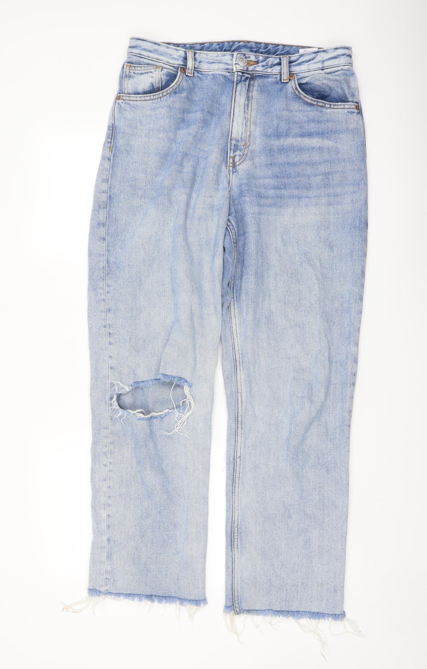 Monki Womens Blue Cotton Mom Jeans Size 30 in L29 in Regular Button