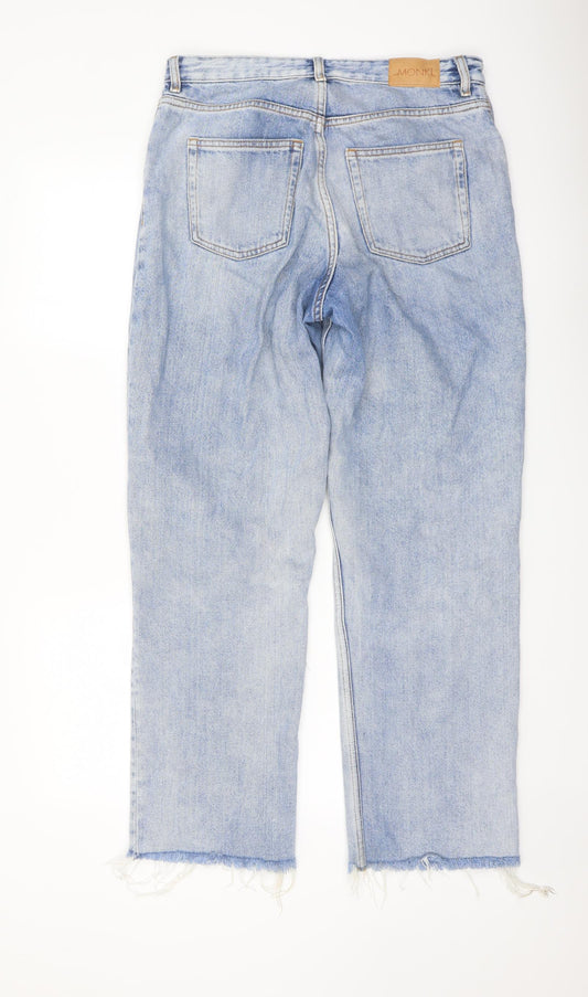 Monki Womens Blue Cotton Mom Jeans Size 30 in L29 in Regular Button