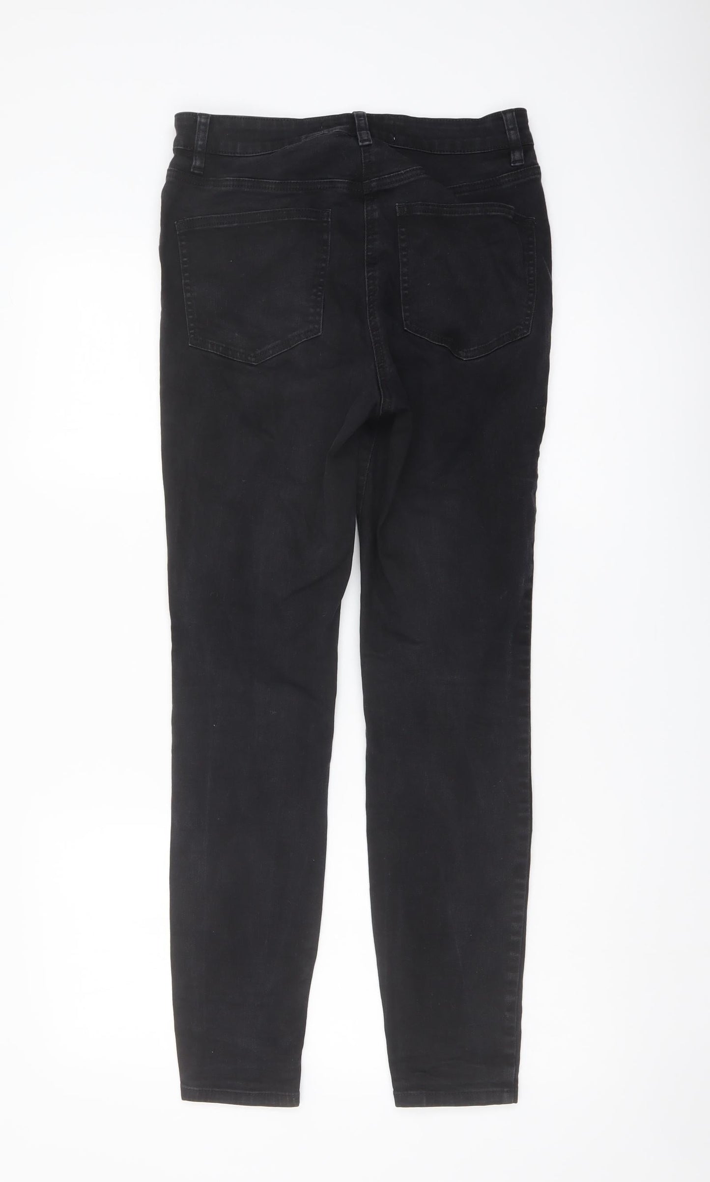 NEXT Womens Black Cotton Skinny Jeans Size 10 L28 in Regular Button