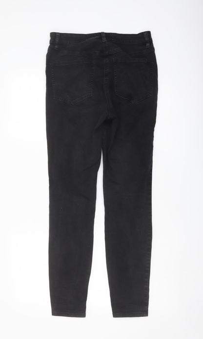 NEXT Womens Black Cotton Skinny Jeans Size 10 L28 in Regular Button