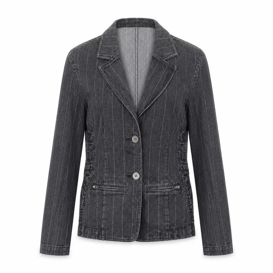 Peter Golding Womens Grey Striped Jacket Size 10 Button