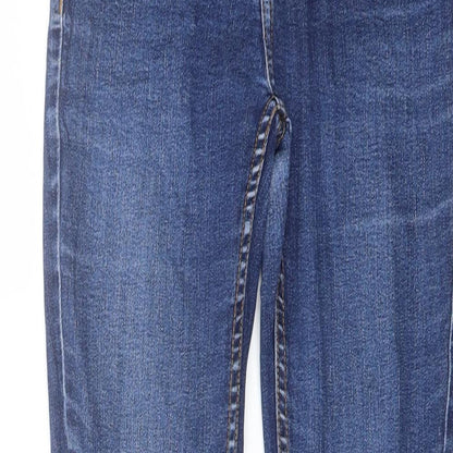 La Redoute Womens Blue Cotton Straight Jeans Size 8 L27 in Regular Button