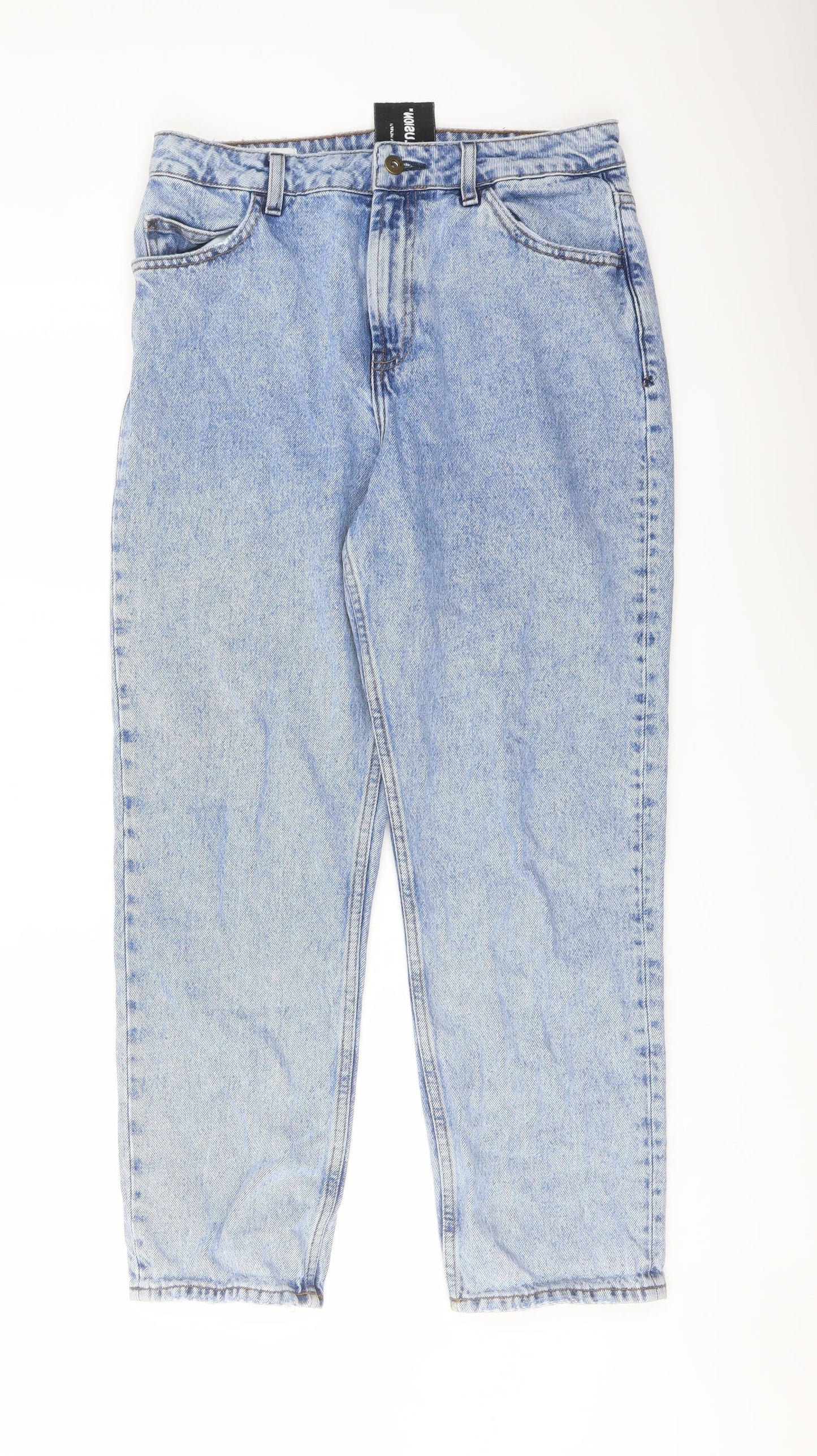 COLLUSION Womens Blue Cotton Straight Jeans Size 30 in L30 in Regular Button