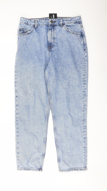 COLLUSION Womens Blue Cotton Straight Jeans Size 30 in L30 in Regular Button