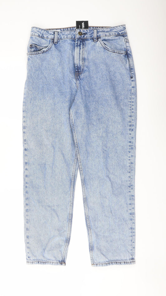 COLLUSION Womens Blue Cotton Straight Jeans Size 30 in L30 in Regular Button