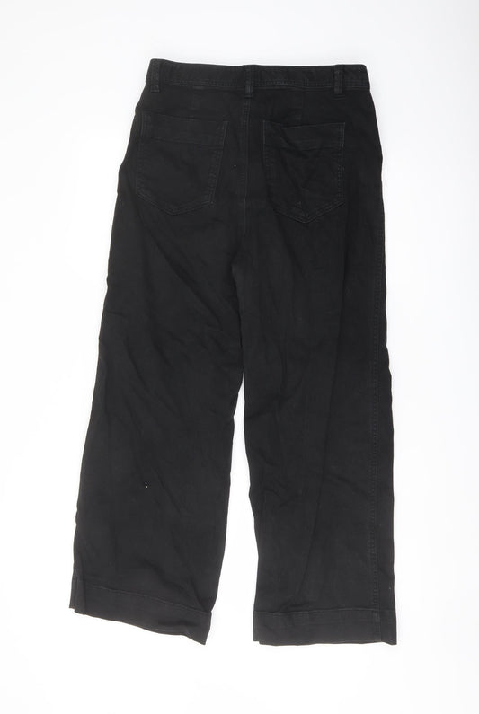 Gap Womens Black Cotton Wide-Leg Jeans Size 6 L26 in Regular Button