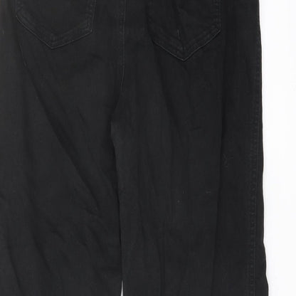 Gap Womens Black Cotton Wide-Leg Jeans Size 6 L26 in Regular Button