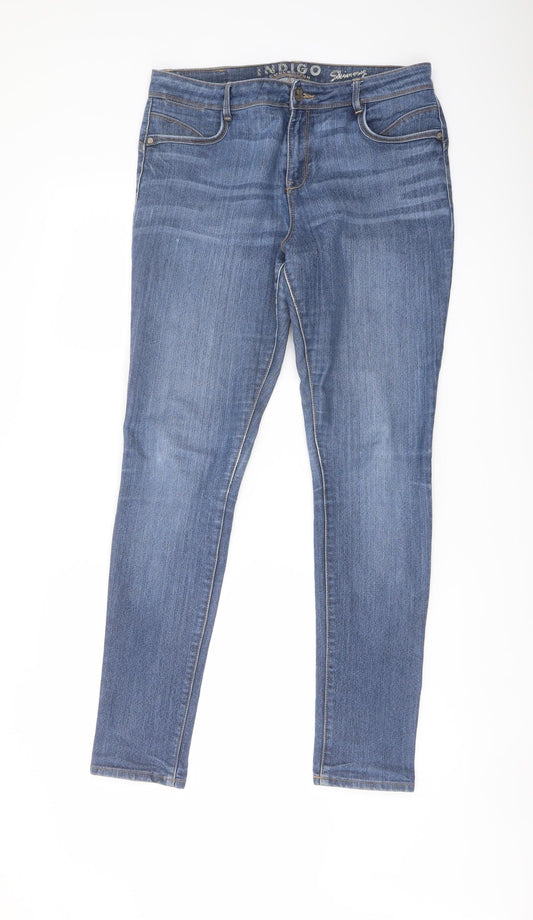 Indigo Womens Blue Cotton Skinny Jeans Size 12 L30 in Regular Button