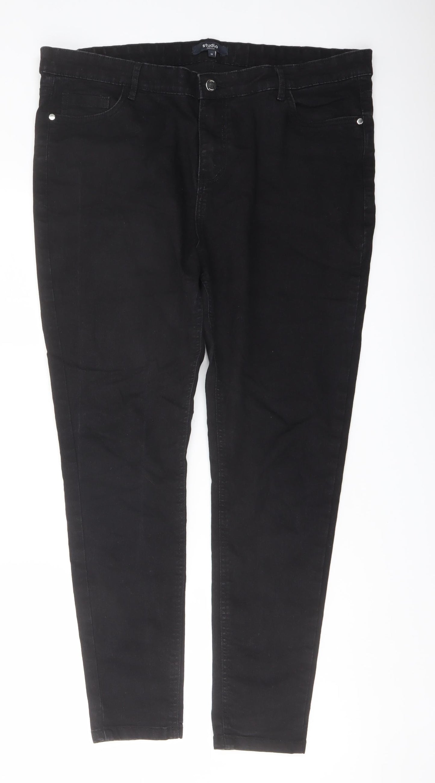 Womens UK Size 18 Studio Regular Fit Skinny Black Jeans