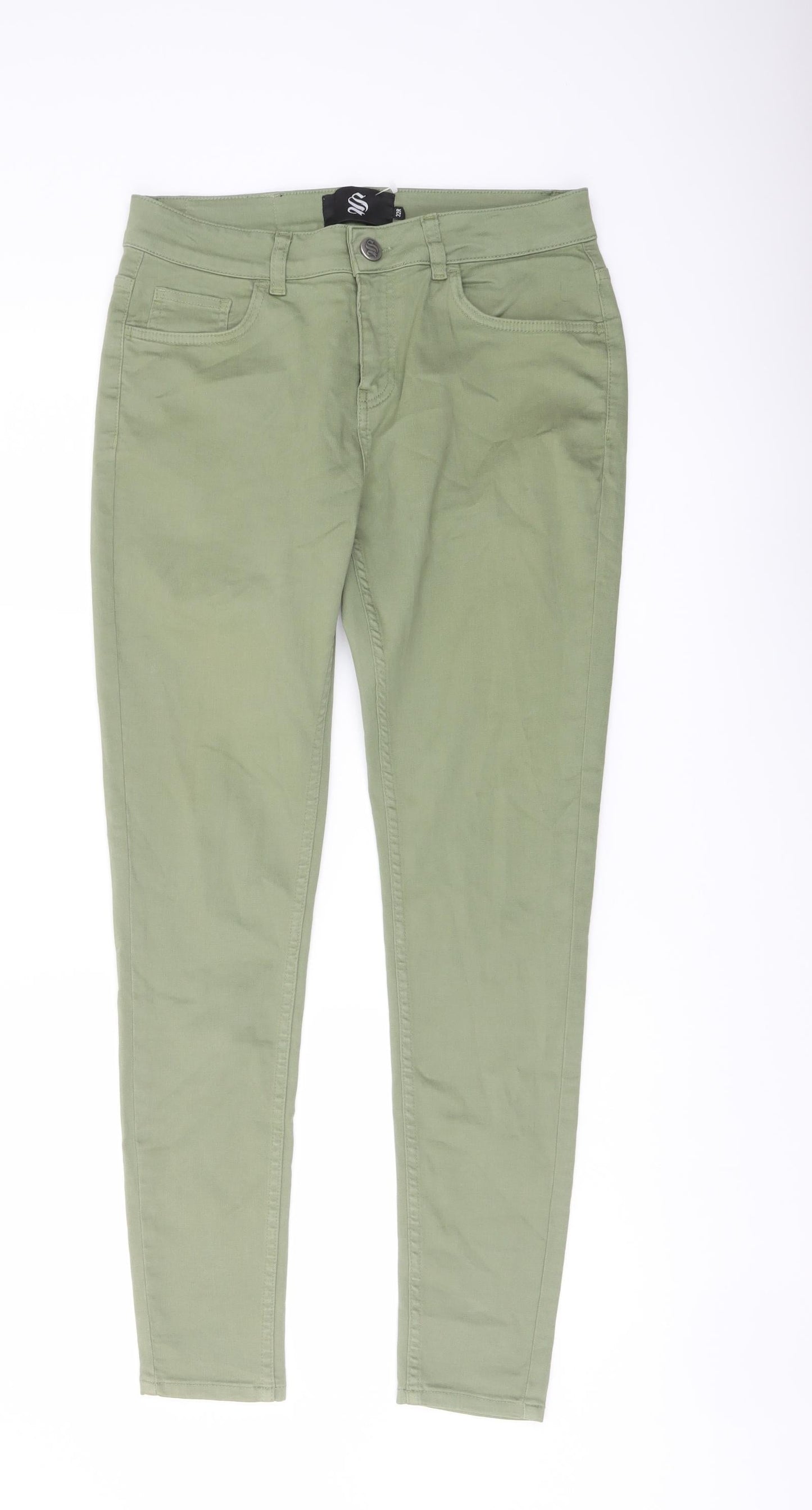 Sinnerstar Womens Green Cotton Skinny Jeans Size 32 in L29 in Regular Button