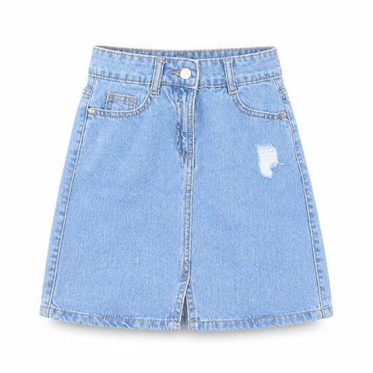 M&Co Girls Blue Cotton A-Line Skirt Size 10 Years Regular Button