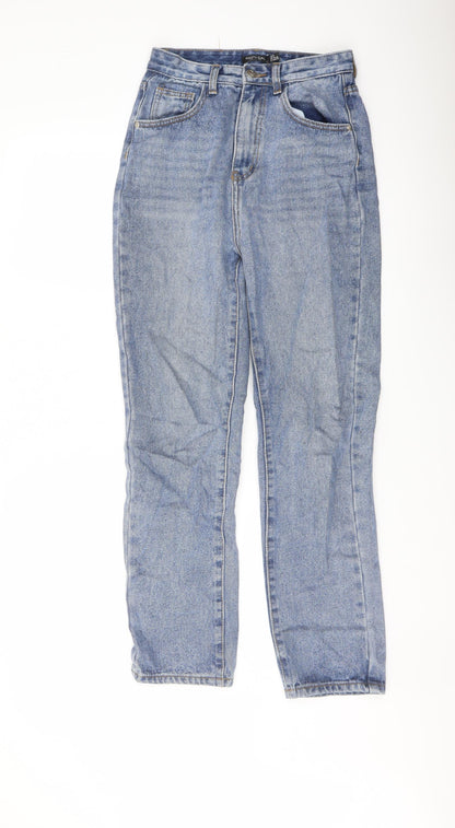 Nasty Gal Womens Blue Cotton Straight Jeans Size 8 L28 in Regular Button
