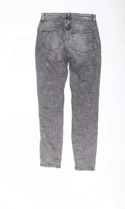 H&, Womens Grey Cotton Skinny Jeans Size 10 L28 in Regular Button