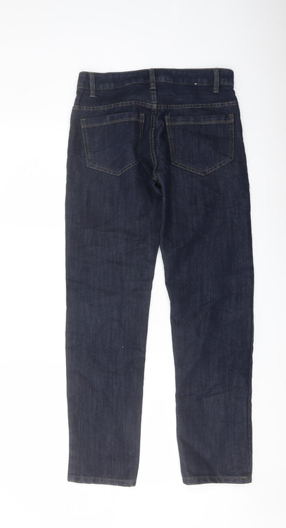 Denim & Co. Mens Blue Cotton Straight Jeans Size 28 in L30 in Regular Button