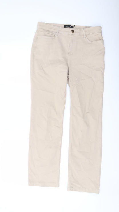 Per Una Womens Beige Cotton Straight Jeans Size 30 in L28 in Regular Button