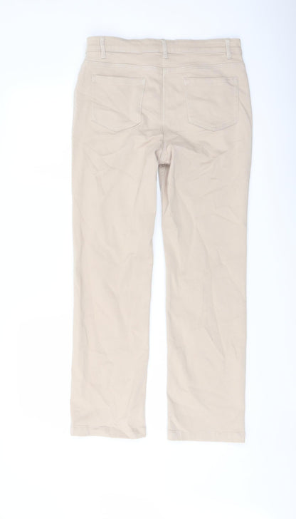 Per Una Womens Beige Cotton Straight Jeans Size 30 in L28 in Regular Button