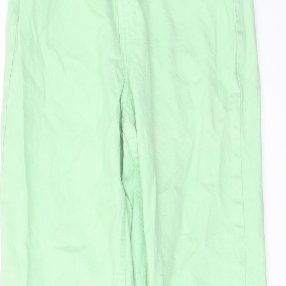 Zara Womens Green Cotton Straight Jeans Size 4 L25 in Regular Button