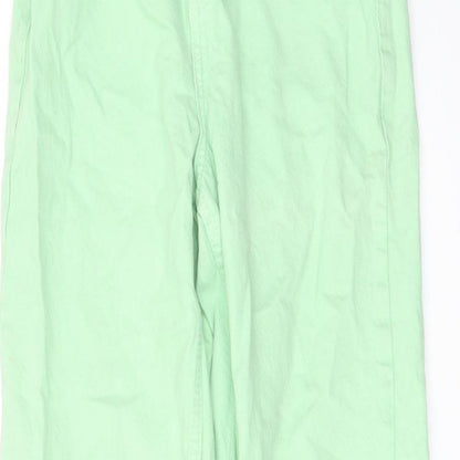 Zara Womens Green Cotton Straight Jeans Size 4 L25 in Regular Button