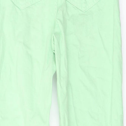 Zara Womens Green Cotton Straight Jeans Size 4 L25 in Regular Button