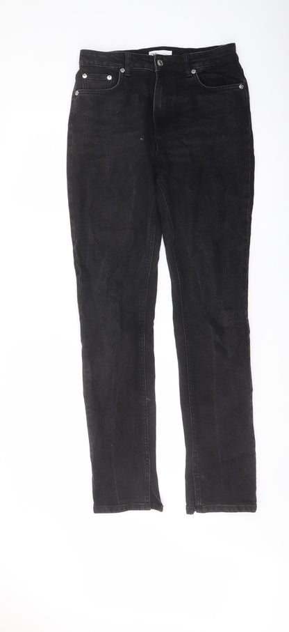 Womens UK Size 10 Zara Regular Fit Straight Black Jeans