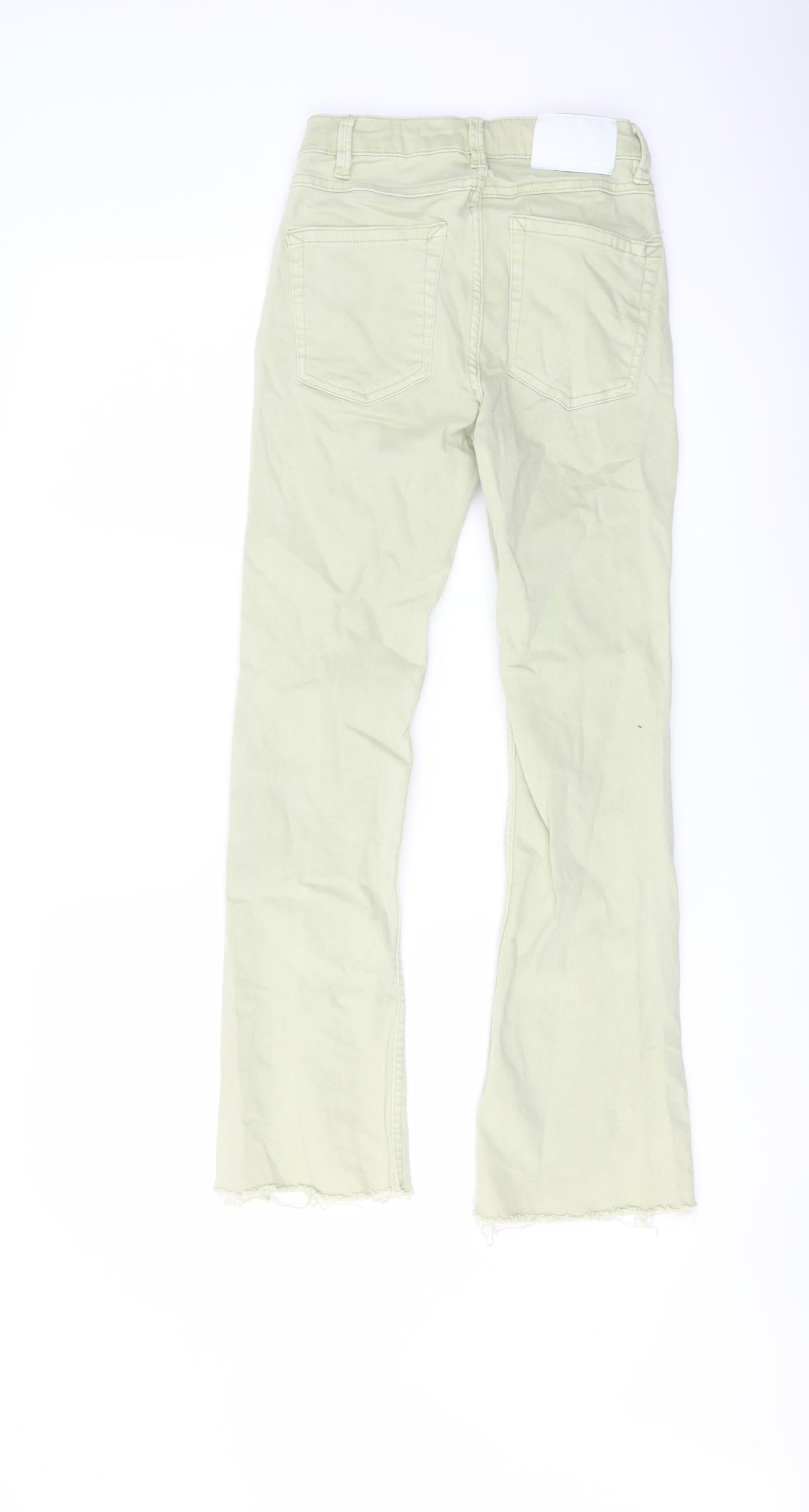 Bershka Womens Green Cotton Flared Jeans Size 6 L27 in Regular Button