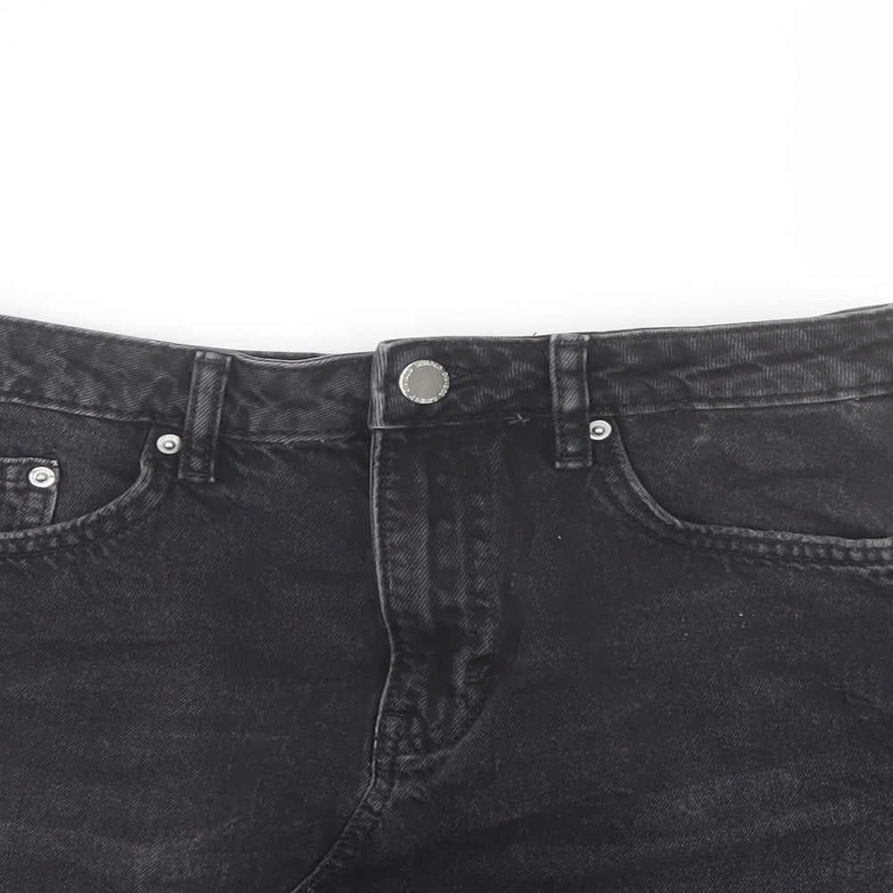 H&M Womens Grey Cotton A-Line Skirt Size 8 Button