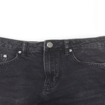 H&M Womens Grey Cotton A-Line Skirt Size 8 Button