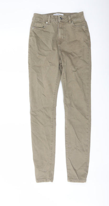 Denim & Co. Womens Green Cotton Skinny Jeans Size 6 L28 in Regular Button