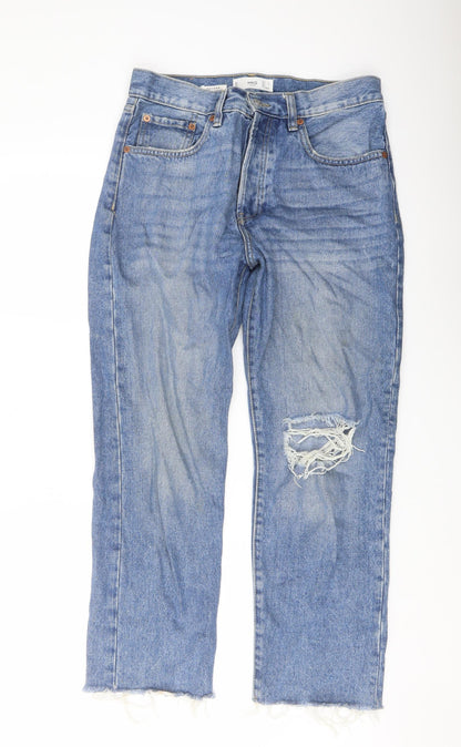 Mnago Womens Blue Cotton Mom Jeans Size 10 L26 in Regular Button