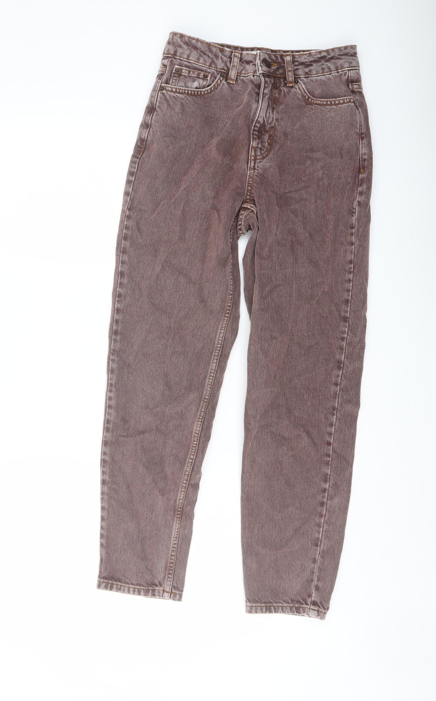 Topshop Womens Pink Cotton Mom Jeans Size 24 in L25 in Regular Button