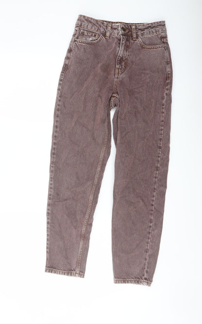 Topshop Womens Pink Cotton Mom Jeans Size 24 in L25 in Regular Button