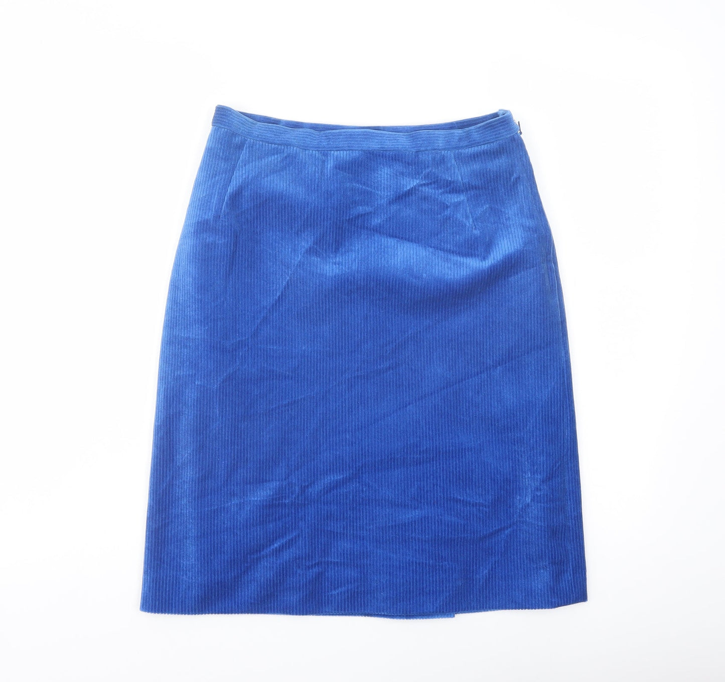 Toddy Womens Blue Cotton A-Line Skirt Size 10 Zip