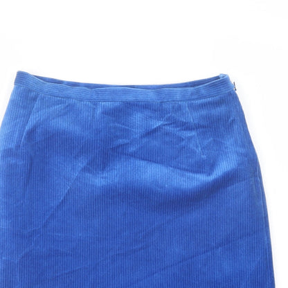 Toddy Womens Blue Cotton A-Line Skirt Size 10 Zip