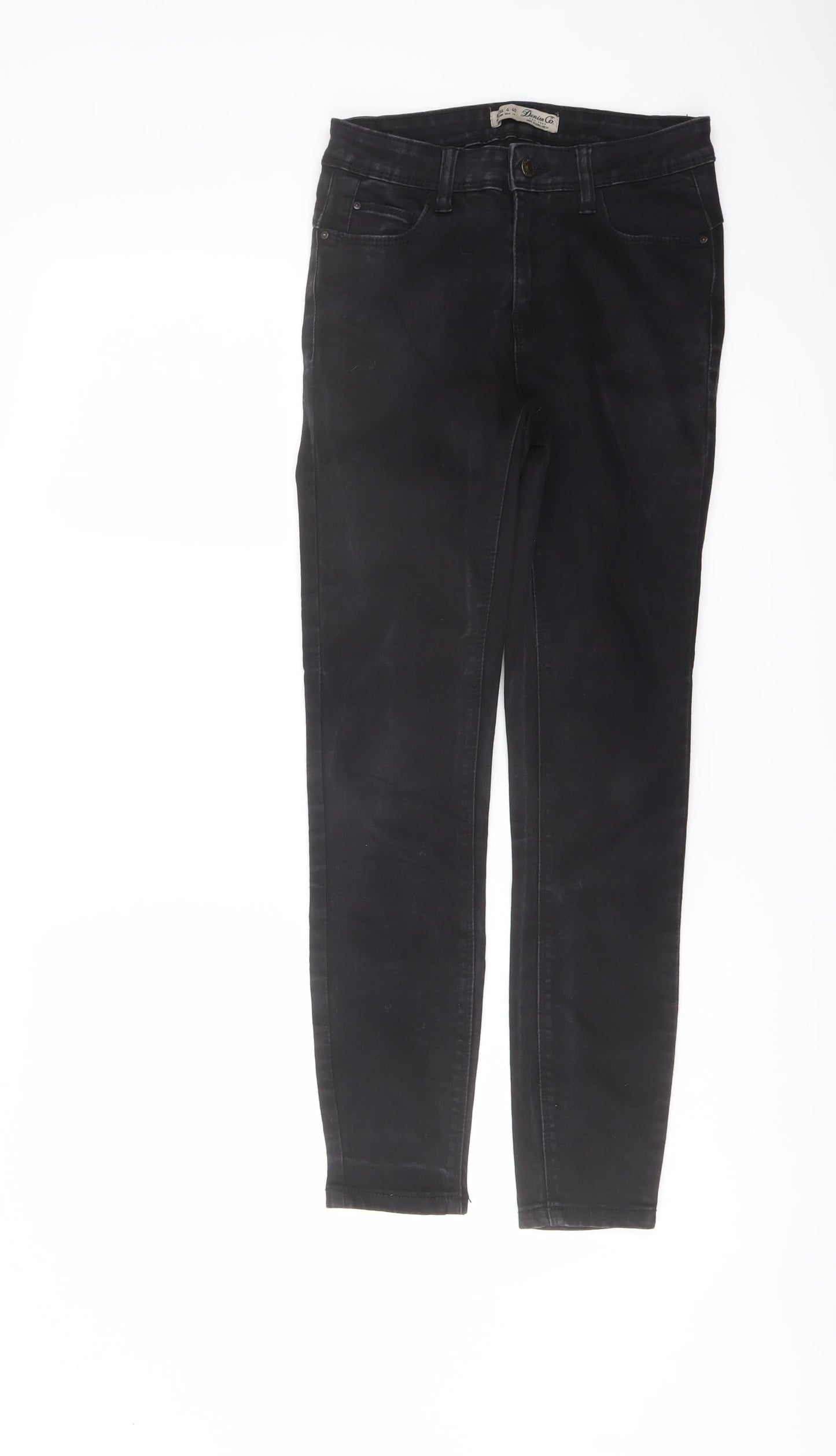 Denim & Co. Womens Black Cotton Skinny Jeans Size 8 L26 in Regular Button