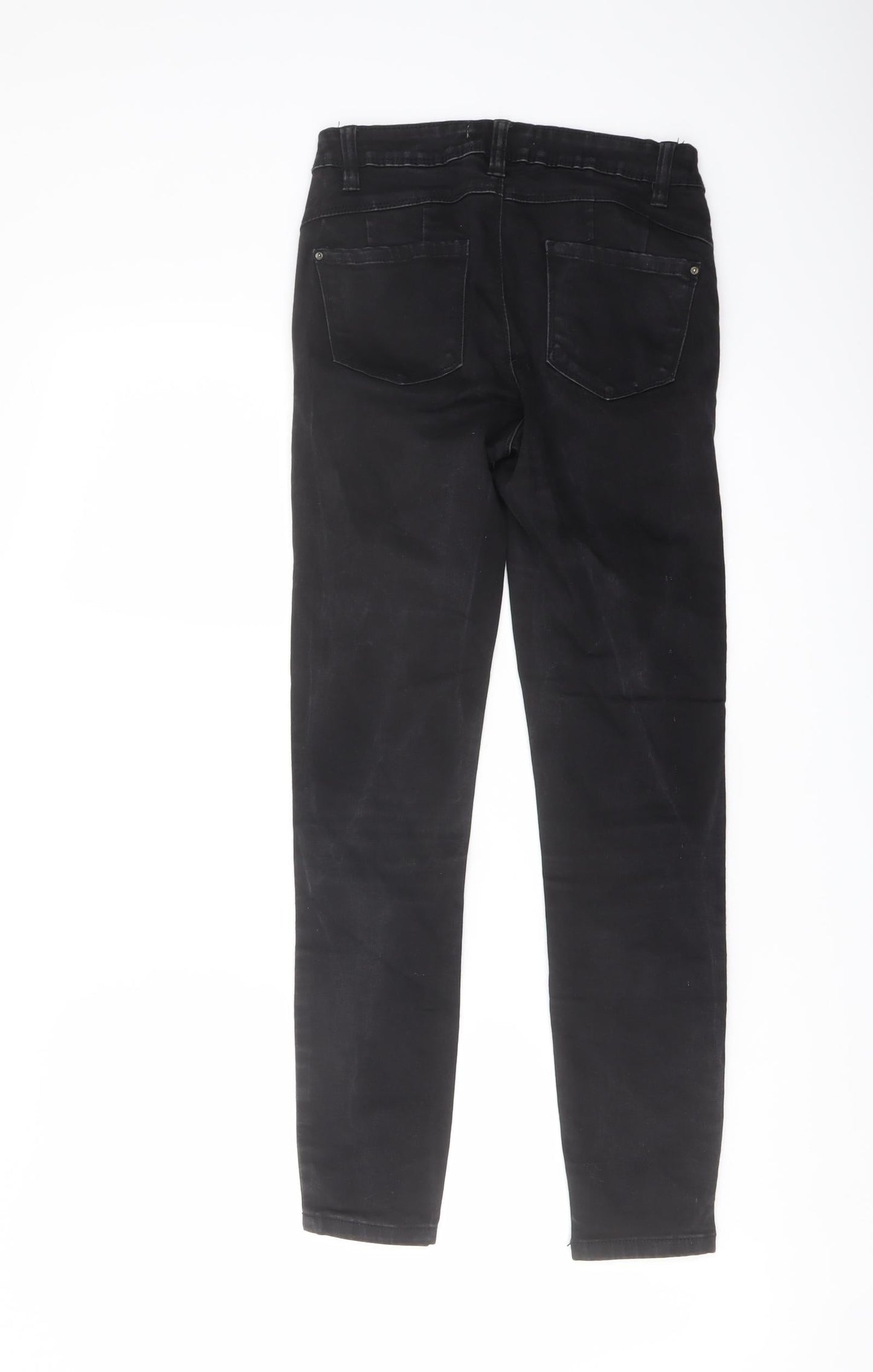 Denim & Co. Womens Black Cotton Skinny Jeans Size 8 L26 in Regular Button