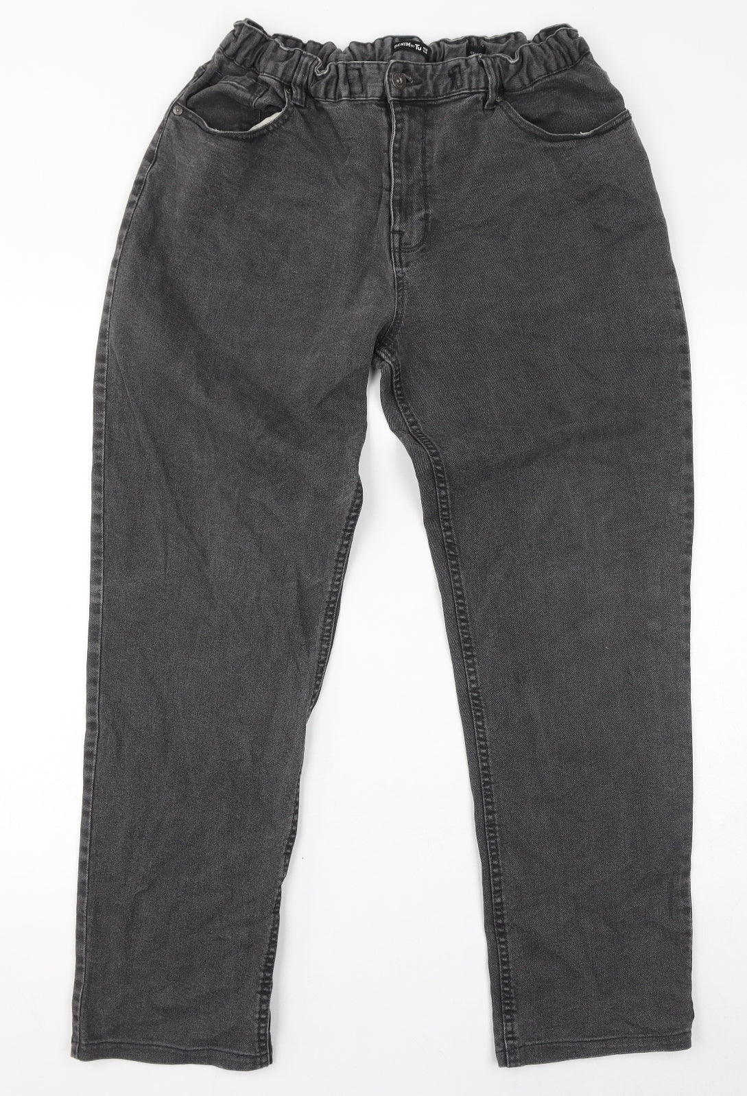 TU Womens Grey Cotton Straight Jeans Size 38 in L34 in Regular Zip
