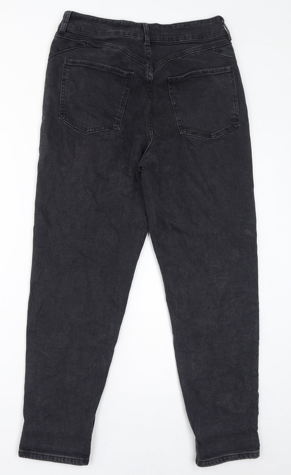 Denim & Co. Womens Black Cotton Mom Jeans Size 12 L28 in Regular Zip