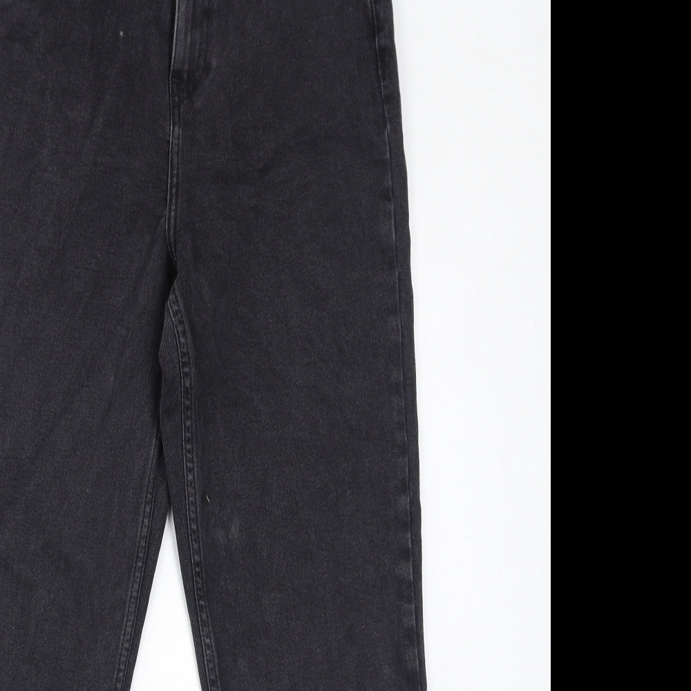 Denim & Co. Womens Black Cotton Mom Jeans Size 12 L28 in Regular Zip