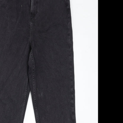 Denim & Co. Womens Black Cotton Mom Jeans Size 12 L28 in Regular Zip